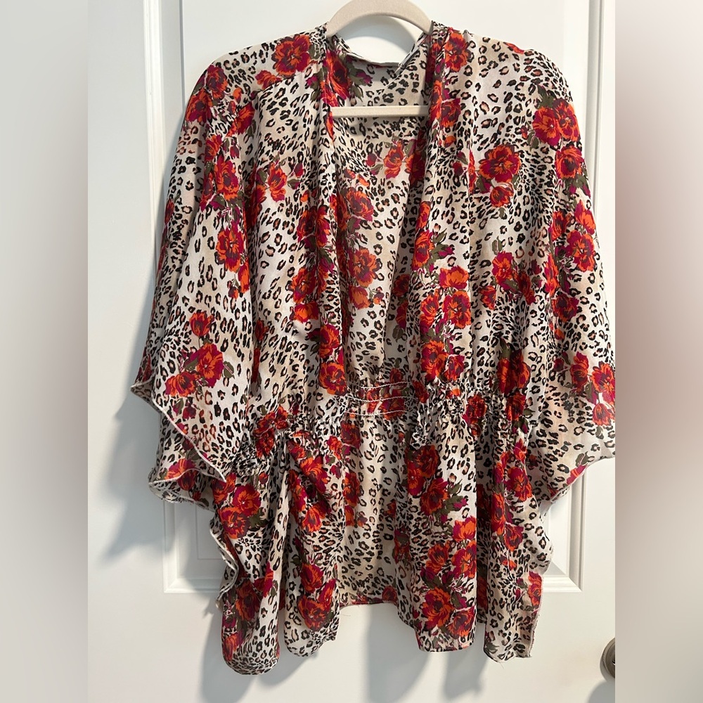Sag Harbor Multicolor Animal Print Kimono